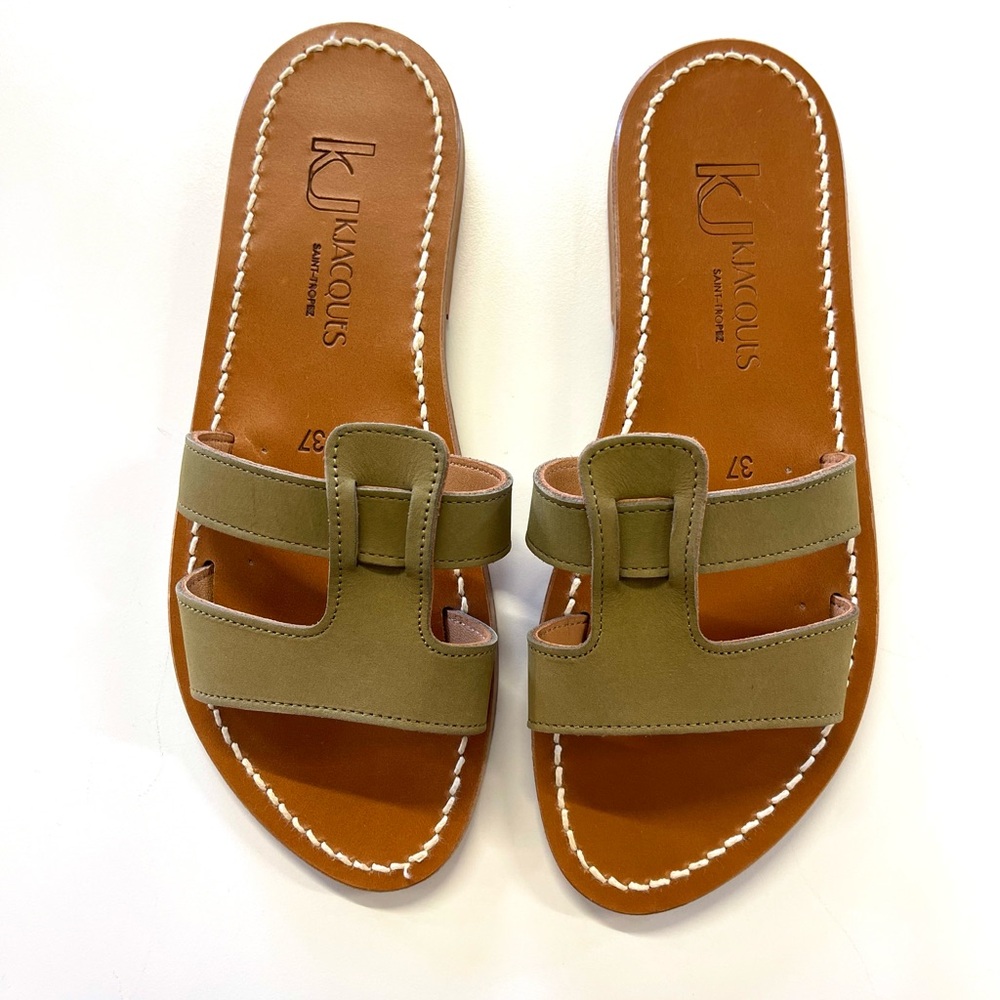 K Jacques St Tropez Menandre Leather Slides / Sandals sz 37 - Picture 3 of 11